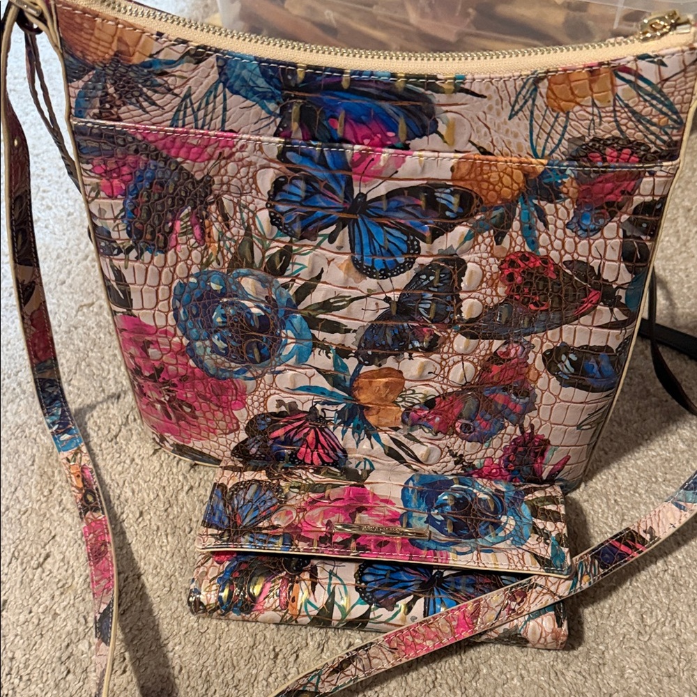 Brahmin Multicolor Butterfly Crossbody Bag